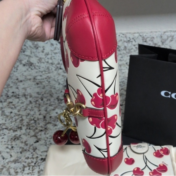 Coach Cherry Hamptons Hobo Leather Shoulder Bag And Wallet Matching Set - Picture 5 of 14